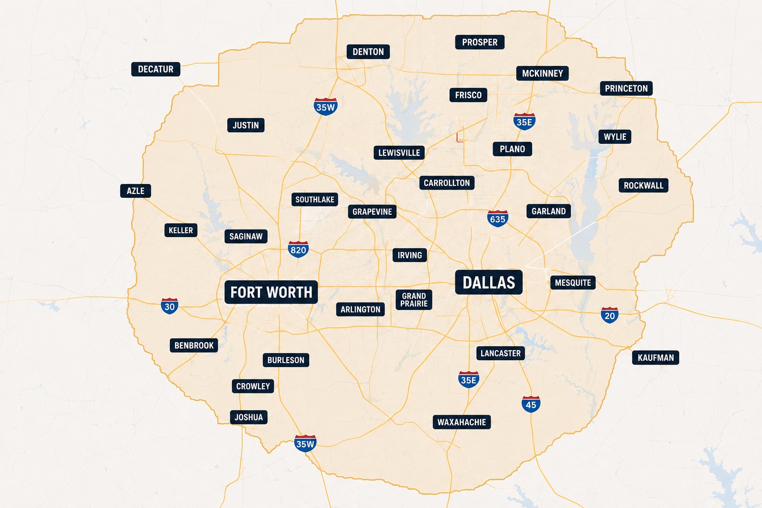 Mr. 1 Bedroom service area across the DFW Metroplex — nine counties